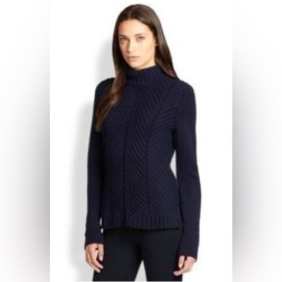 Vince-Yak Wool Chevron Knit Turtleneck Sweater. - Picture 1 of 7